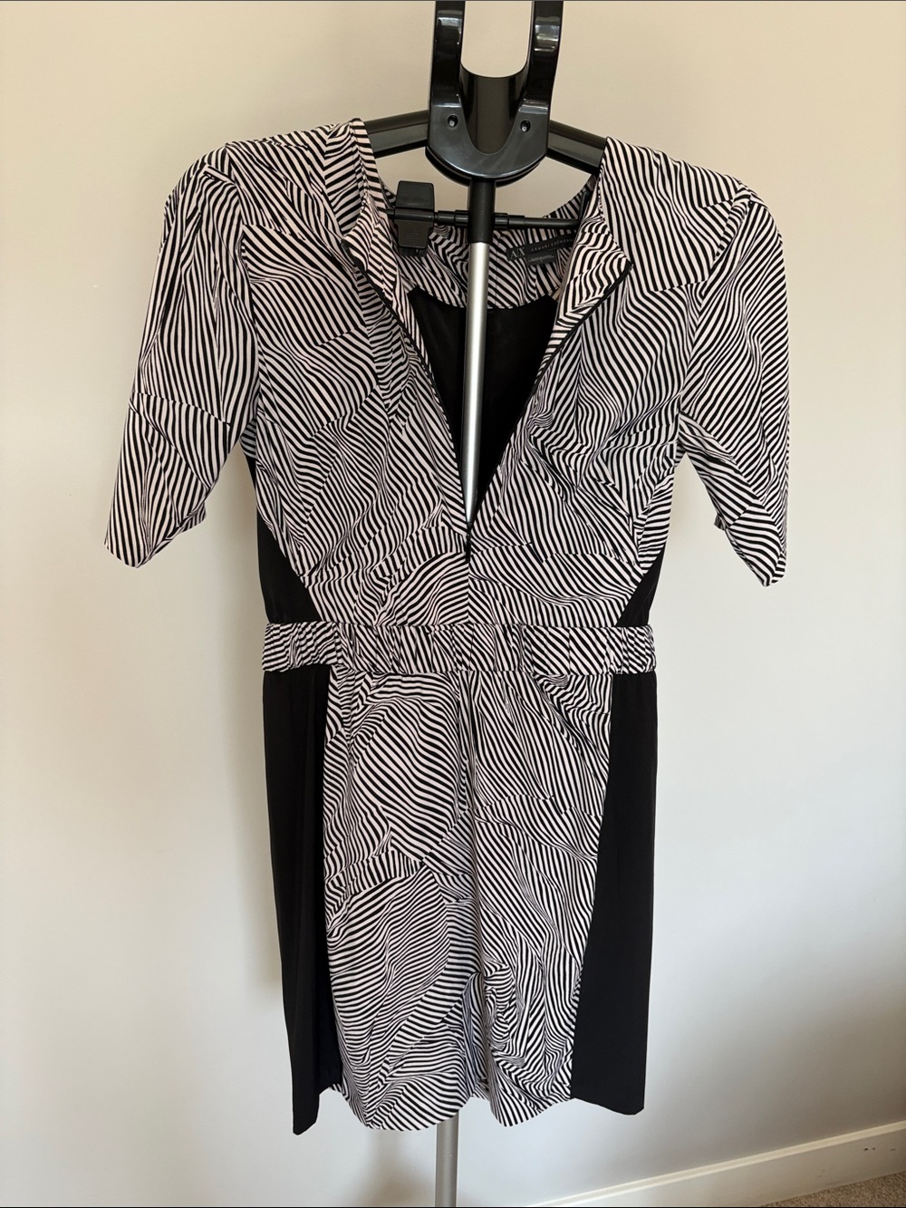 Armani Exchange Black & White Stripe V-Neck Women’s Dress - Size 4